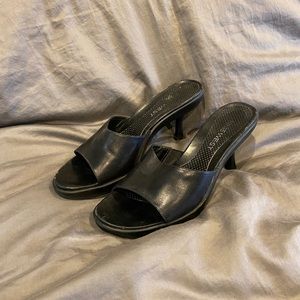 Black Nine West mule heals